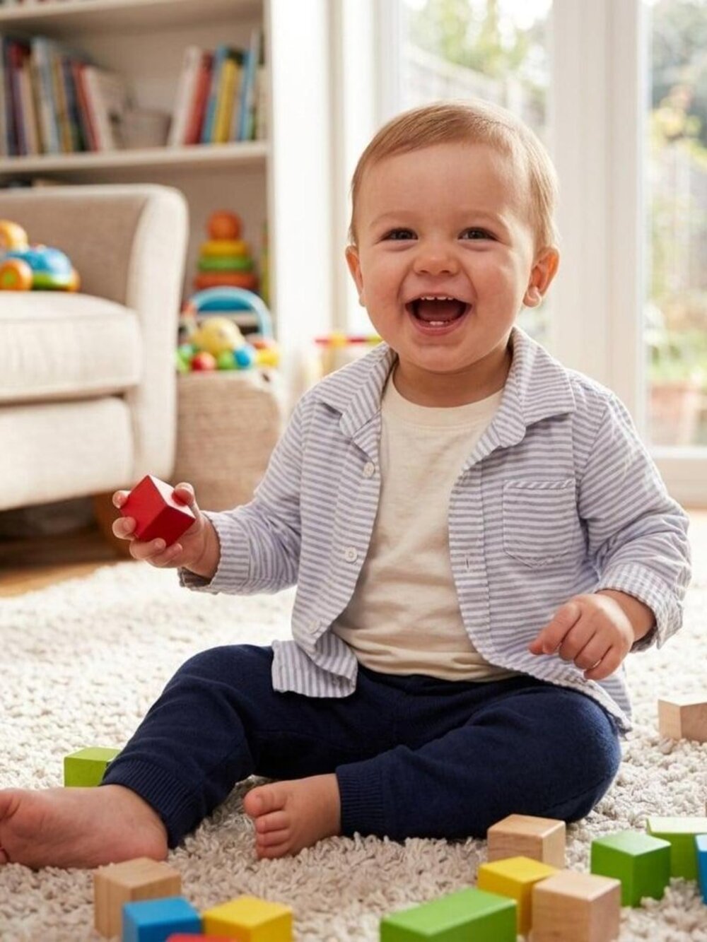 Edgehill Collection Striped Long-Sleeve Button-Down Shirt-12 Mos